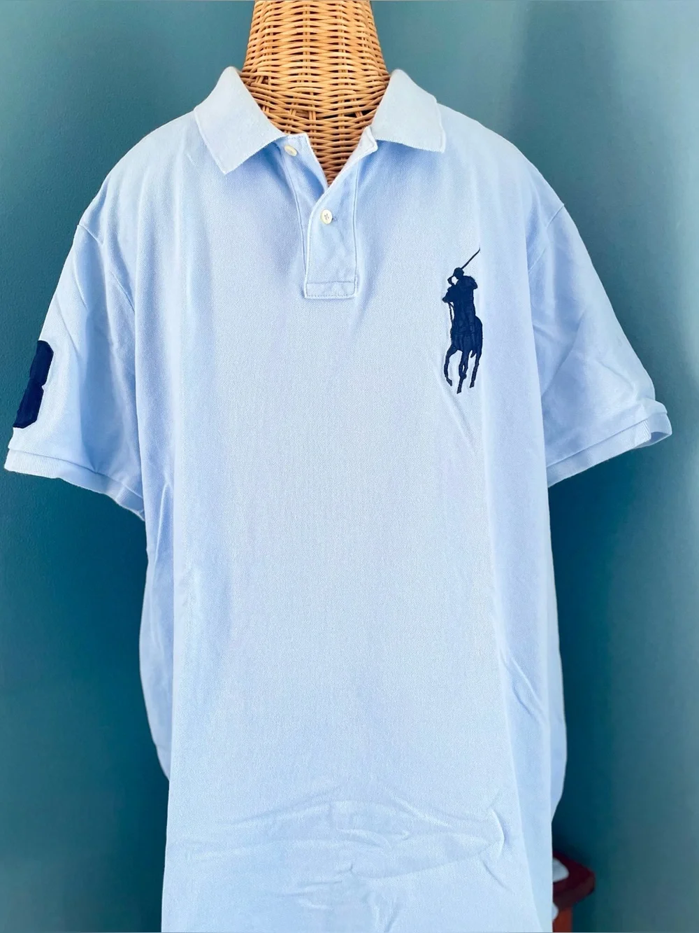 Polo Ralph Lauren Big Pony Shirt Men’s XXL Custom Slim Fit Short Sleeve Blue